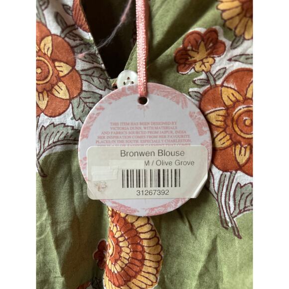 NEW with Tags Victoria Dunn Block Print Peasant Blouse Top - Picture 5 of 11